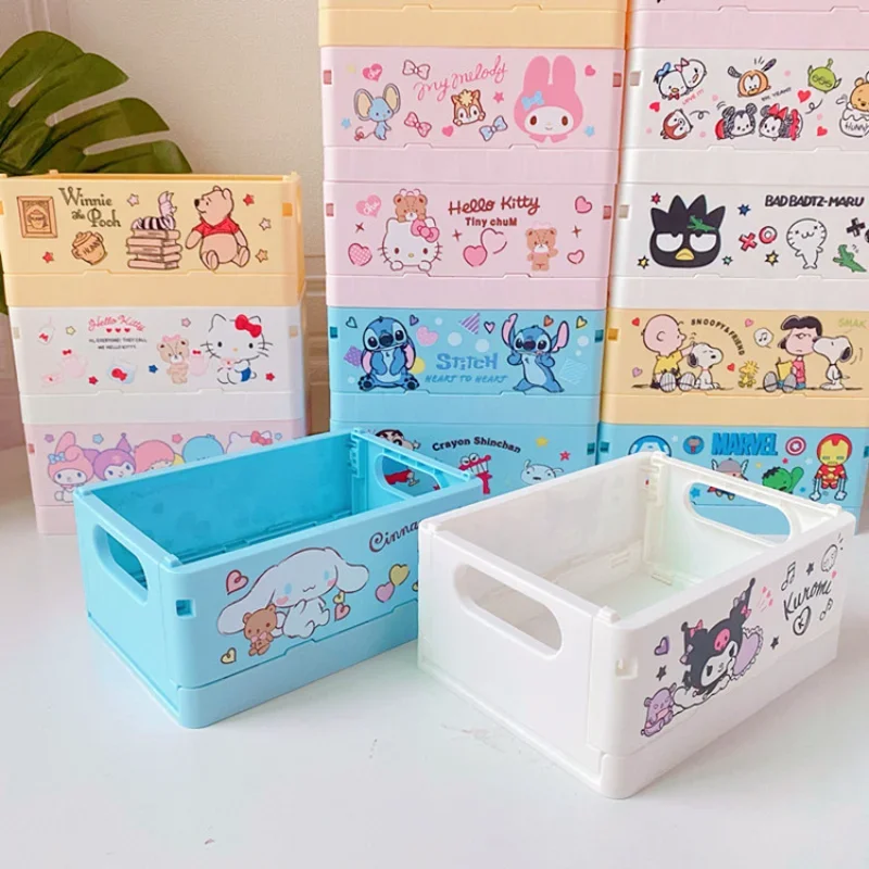 

Sanrio Kawaii Hello Kitty Storage Box Cinnamoroll My Melody Foldable Small Desktop Clutter Box Ins Dormitory Jewelry Storage Box