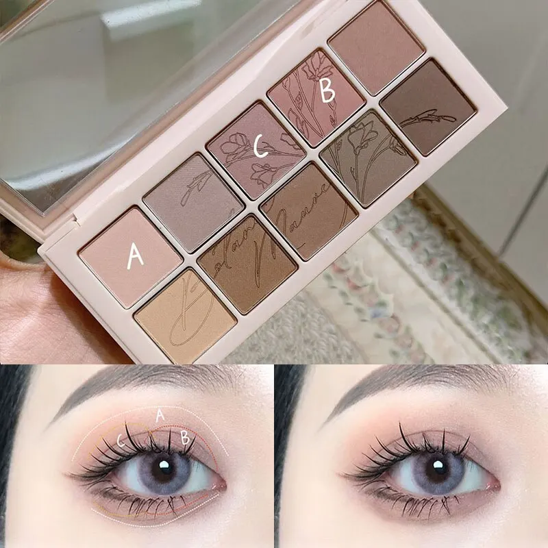 DIKALU Ten Color Makeup Comprehensive Plate Eyeshadow Plate Blush Contouring Highlights Earth Color Matte New Ins 4
