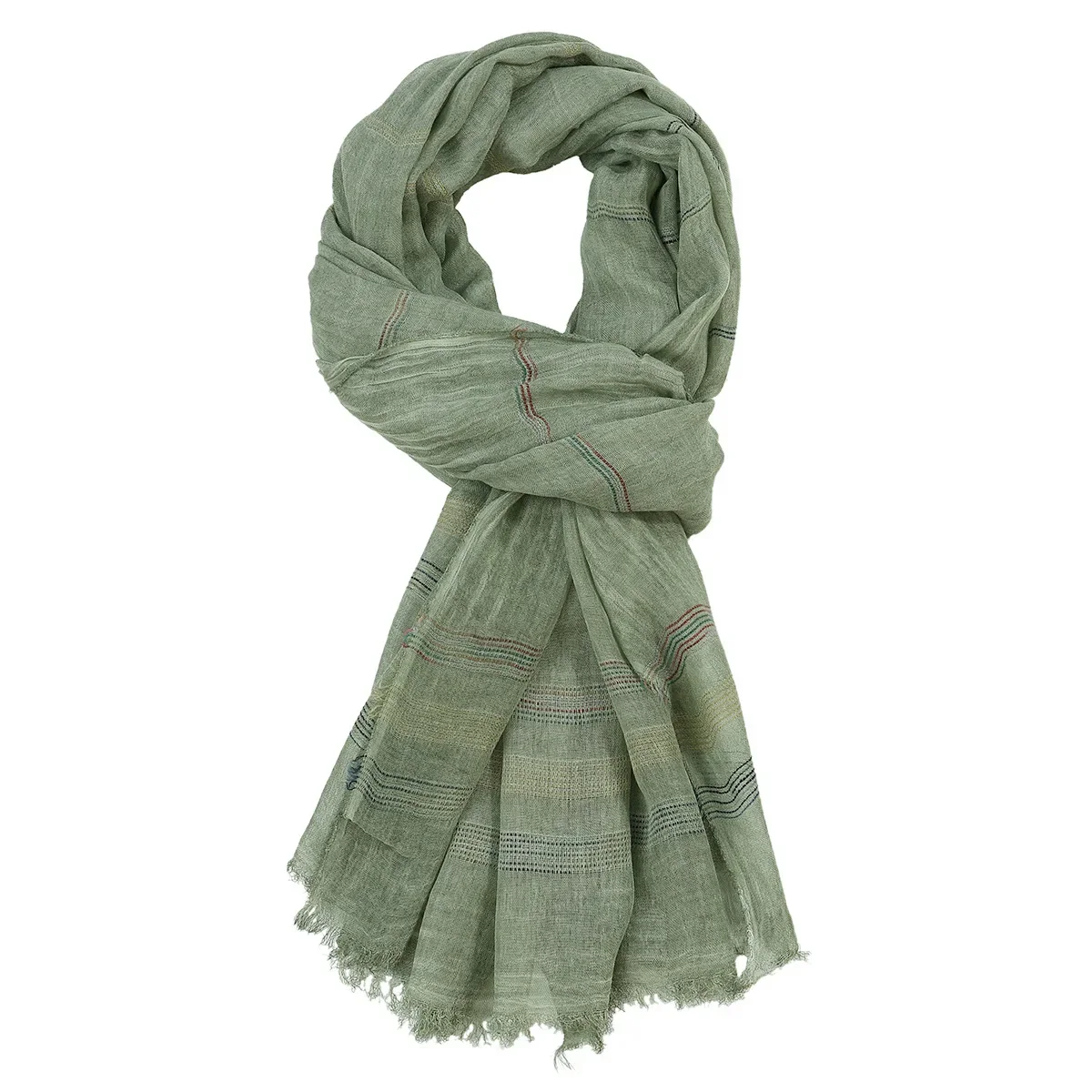 European and American Bandana Scarf Cotton Linen Yarn-dyed Striped Scarves Tassel Long Shawl Male Accessories bandana scarf