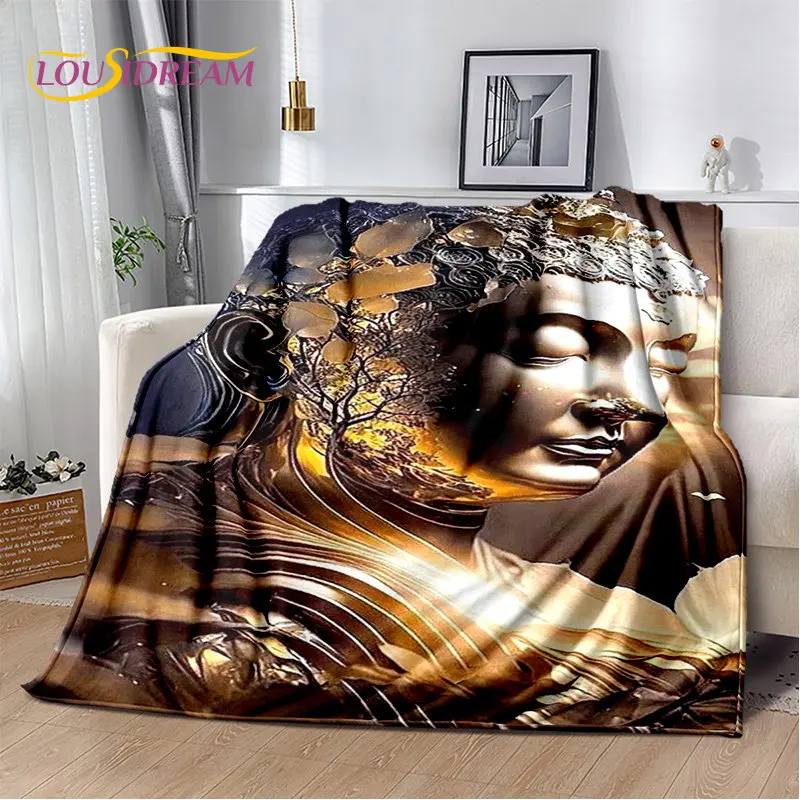 Manta de felpa suave de Buda Sakyamuni, budismo, fe, religión, manta de franela para sala de estar, dormitorio, cama, sofá, rezar