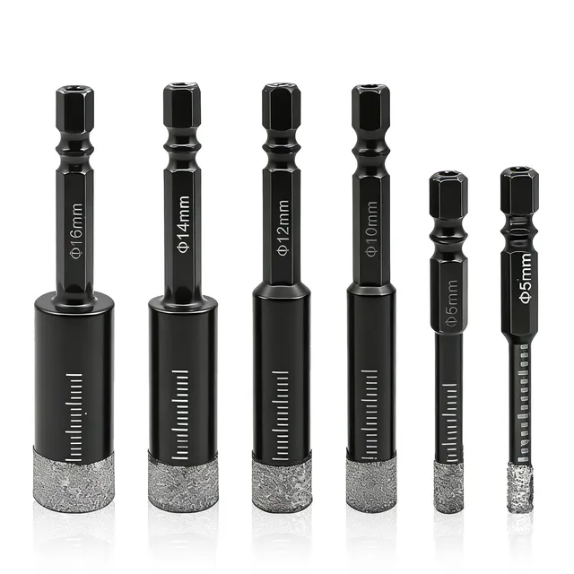 Foret diamanté brasé à tige hexagonale pour perçage à sec, scie cloche de 5 à 16 mm pour granit, porcelaine et pierre, ouvre-trou professionnel et tranchant 1