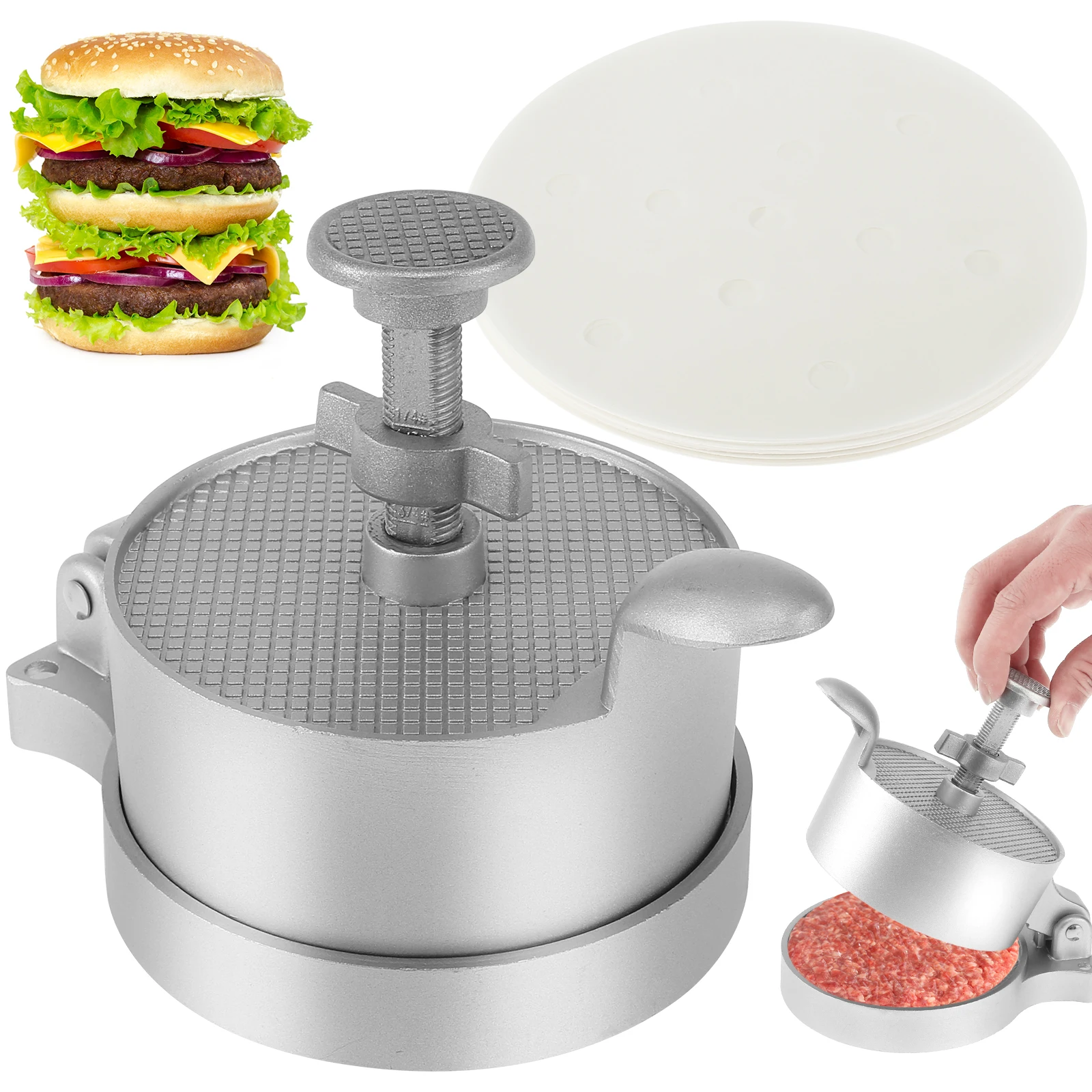 SINMI Presse à Hamburger Antiadhésive En Aluminium Hamburger Patty Maker Pour Barbecue