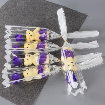 1 Pcs Romantic Artificial Soap Roses With Lovely Teddy Bear Birthday Gift Flowers Bouquet Scented Christmas Valentines Day Gift 5