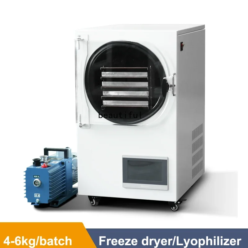 

4-6kg/Batch Vacuum Fruit Freeze Drying Dried Machines For Candy Mini Vegetables Lyophilizer Food Freezer Dryer 5trays