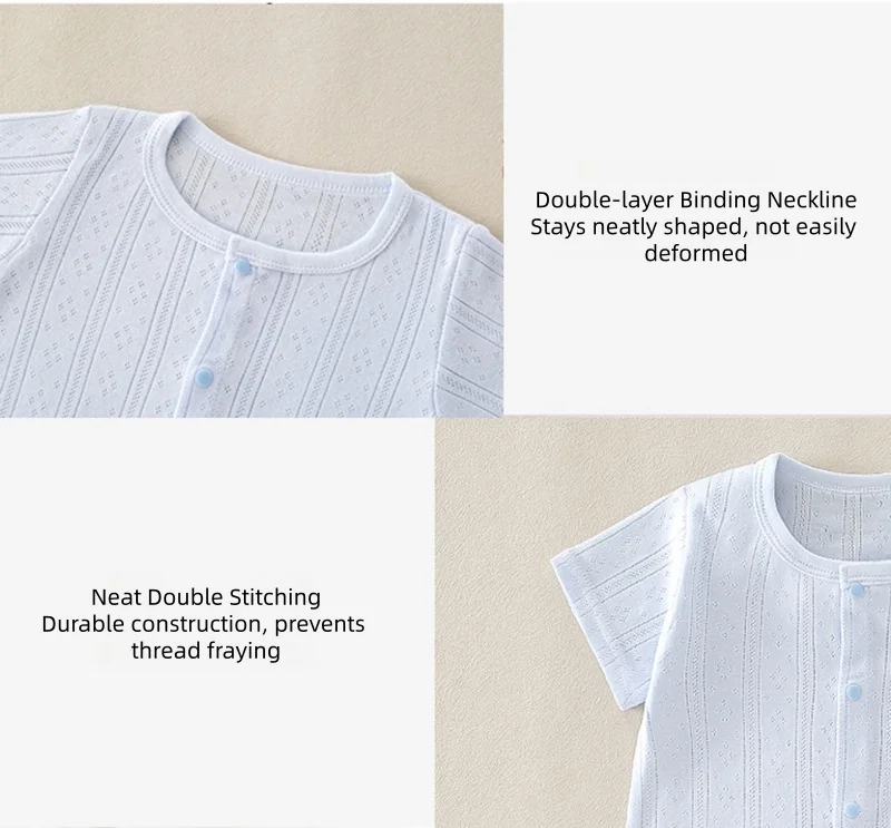 Baby Boys Girls Short Sleeve Jumpsuit Summer Solid Color Breathable Mesh Infant Onesie 0-12M Newborn Daily Comfort Romper 5