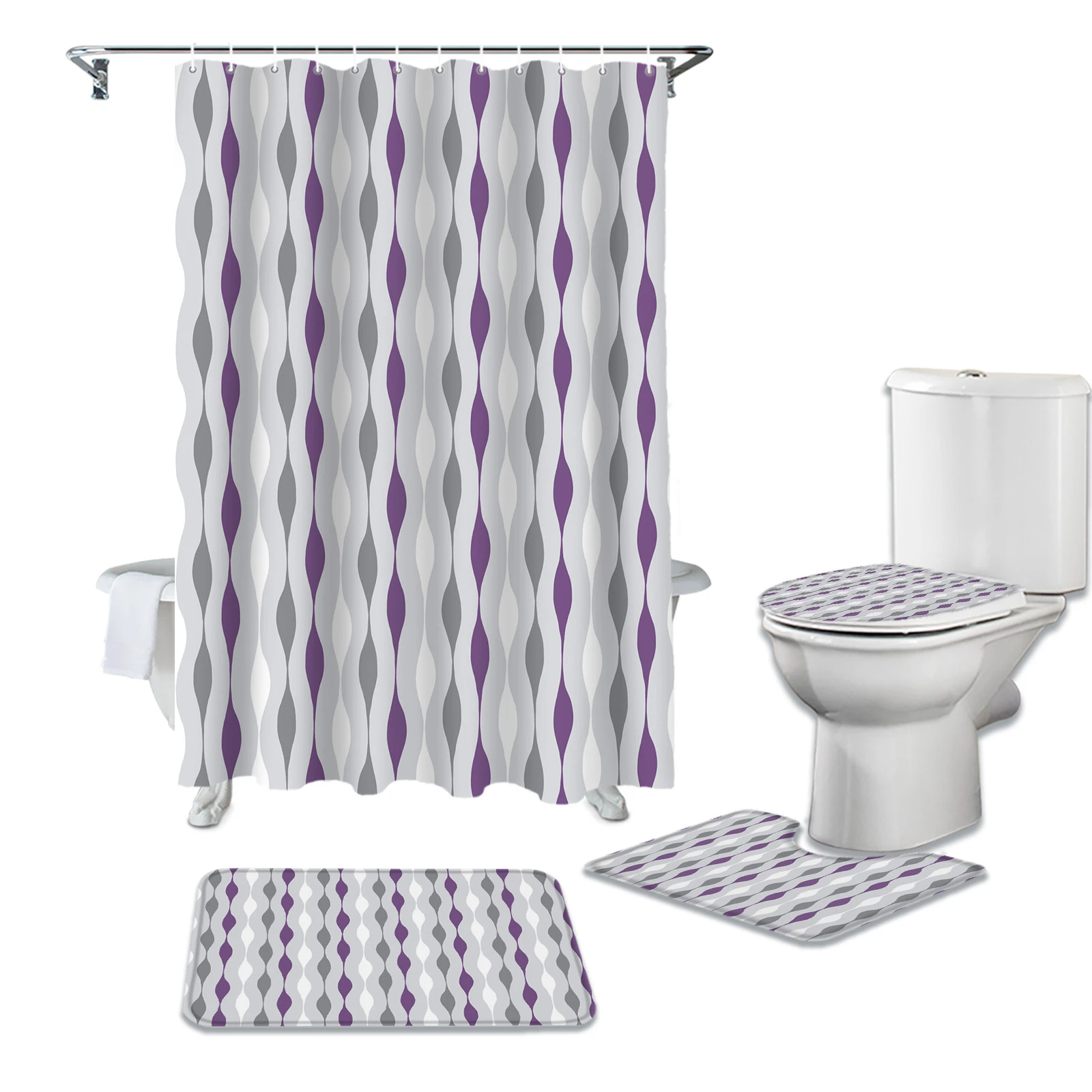 Purple Gray Bathroom Accessories Rispa