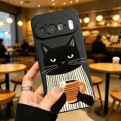 Black Cat Coffee Lover Phone Case - Stylish Protective Cover - Google Pixel 8 Pro (Mix01)