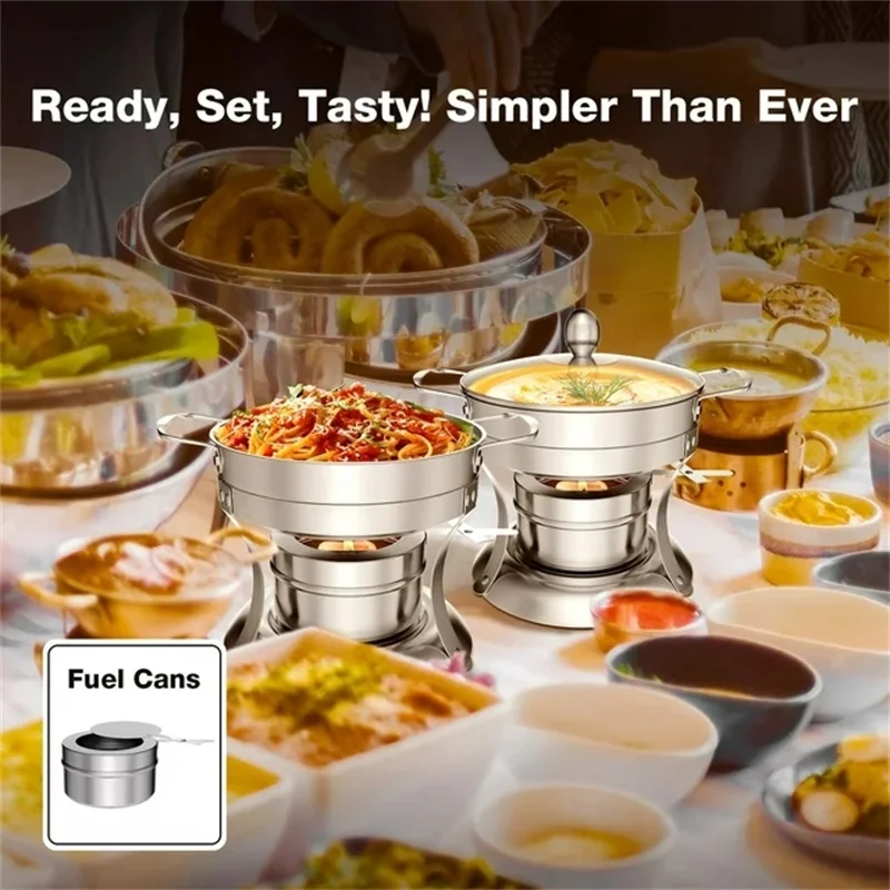 Stainless Steel Mini Round Chafing Dishes Set for Hot Pot and Buffet
