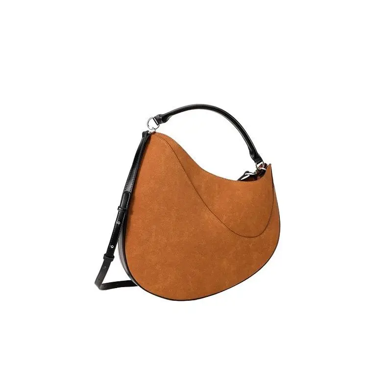 Autumn and Winter Vintage Women's Bag Large Capacity Suede Shoulder Bag Solid Color Simple Casual Commuter Bag Retro Handbags