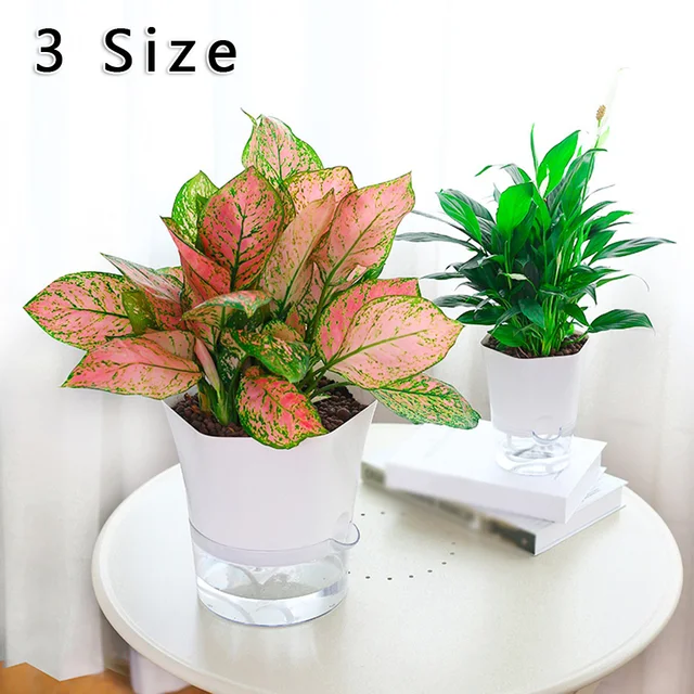 Transparent Self-Watering Plant Flower Pot Hexagonal Lazy Flowerpot Plastic Planters Home Garden Decoraction 3