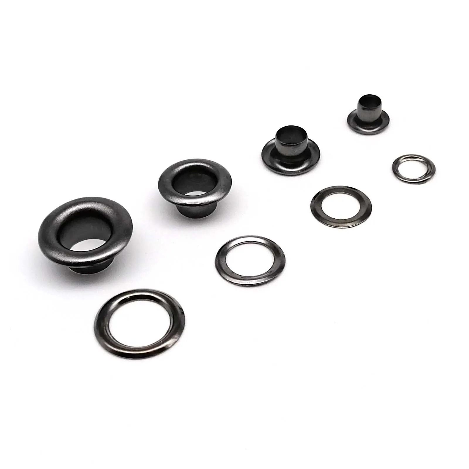 100sets 2.5mm to 12mm Gun Black Eyelet With Washer Grommet Ring Air Hole Rivet For Leather Bag Shoes Belt Cap eyelet grommet ring eyelet grommet ring kit grommet eyelet kit
