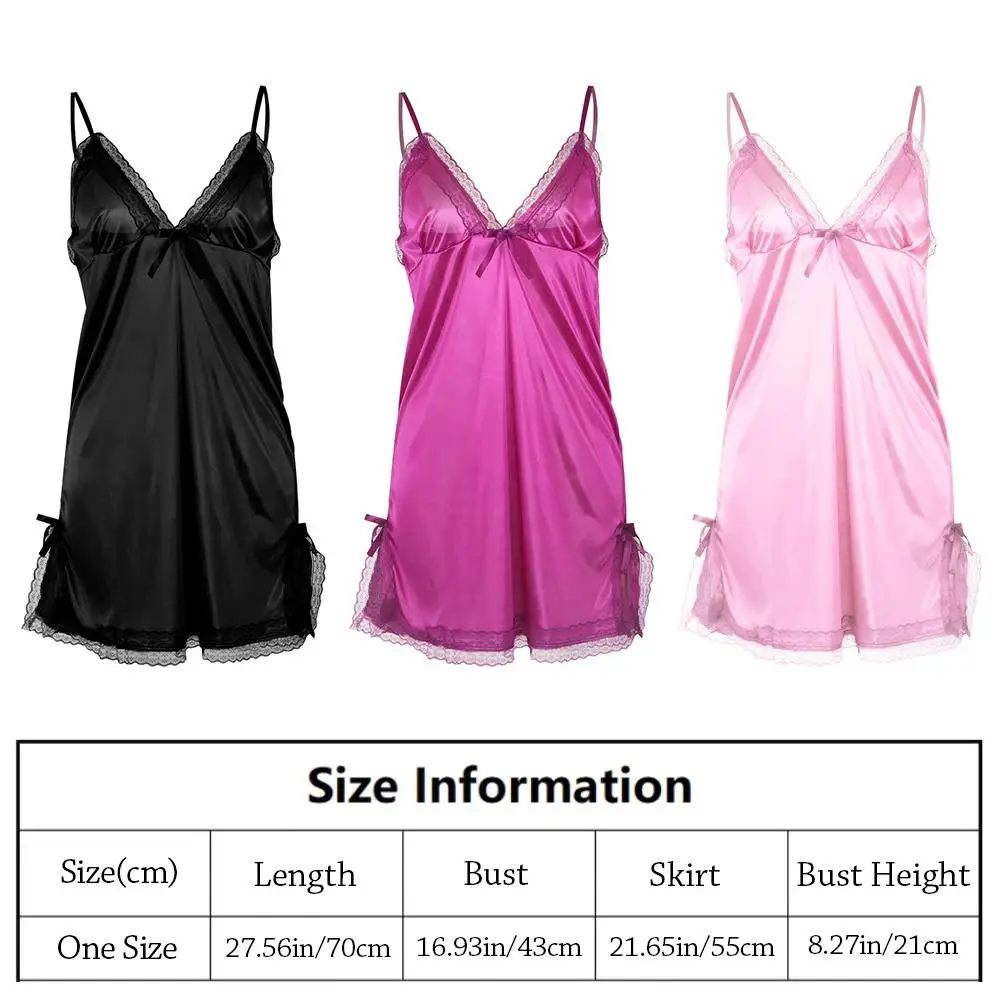 Cute Lace Camisola Bowknots Women's Nightgowns Silk Dress Patchwork Nightdress Women