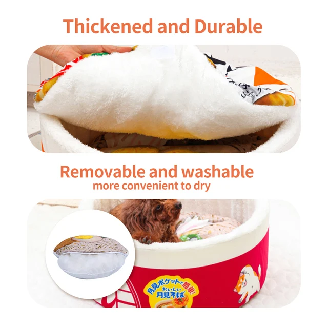 Pet Dog Cat House Kennel Super Large Instant Noodle Warm Dog Cat Nest Beds Cushion Udon Cup Noodle Pet Bed Cozy Nest 6