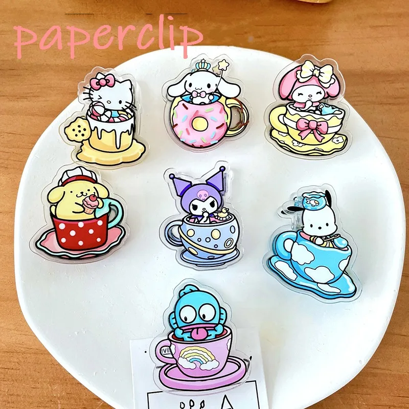 

Kawaii Sanrio Hello Kitty Paperclip Kuromi Cinnamoroll Cute Anime Bookmarks File Index Page Holder Clamp School Office Supplies