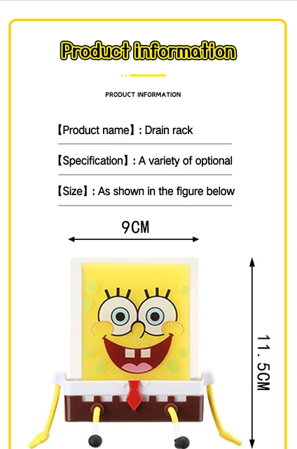 Bob Esponja Dreno Da Pia Cremalheira Cesta Esponja Titular Engraçado  Cozinha Armazenamento Desenhos Animados Anime Bonito Sink Rag Acessórios  Esponja Lava-louça