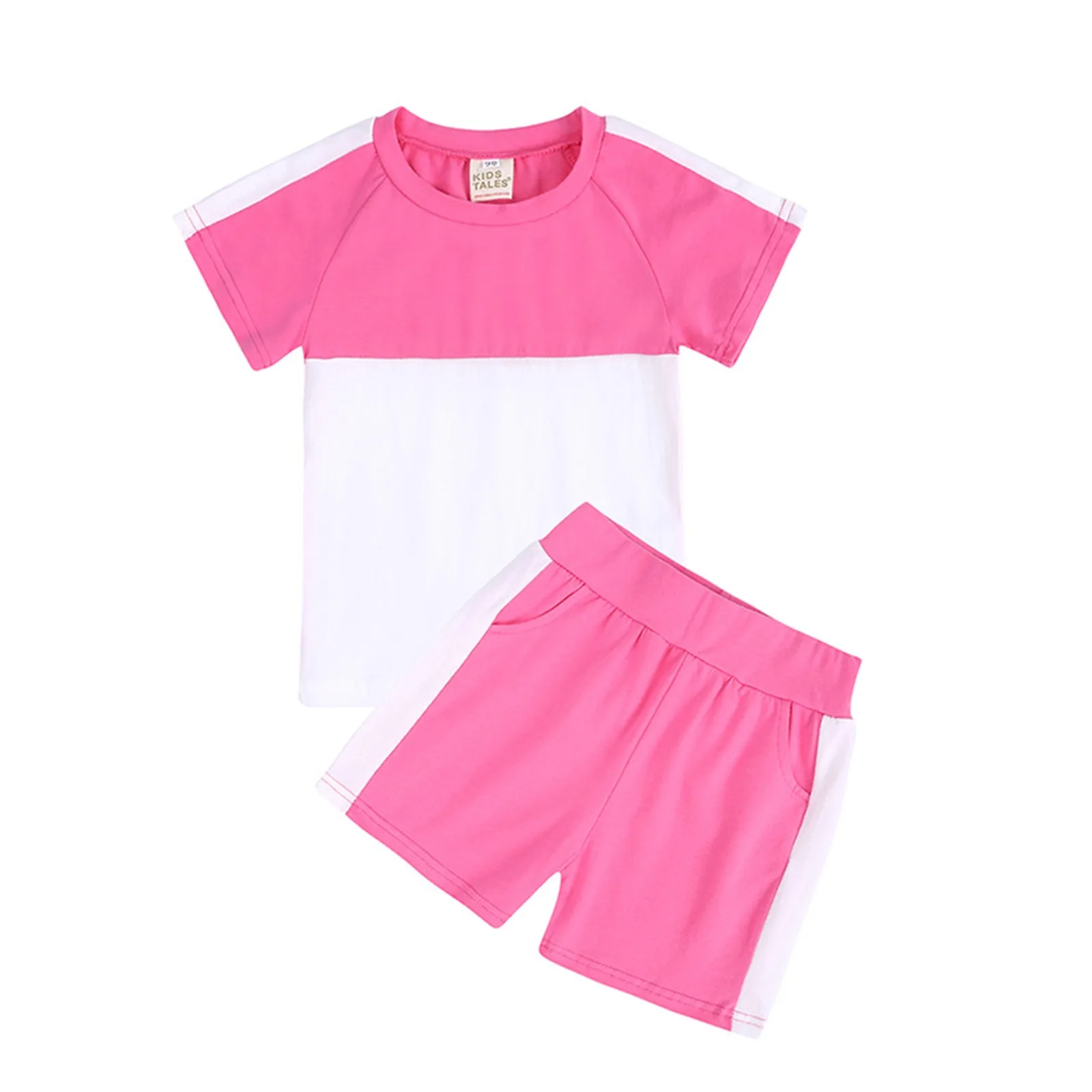Toddler Kids Infant Baby Unisex Summer Tshirt Shorts Soft Patchwork Cotton 2PC Girls Top And Pants Set Baby Stuff for Girls