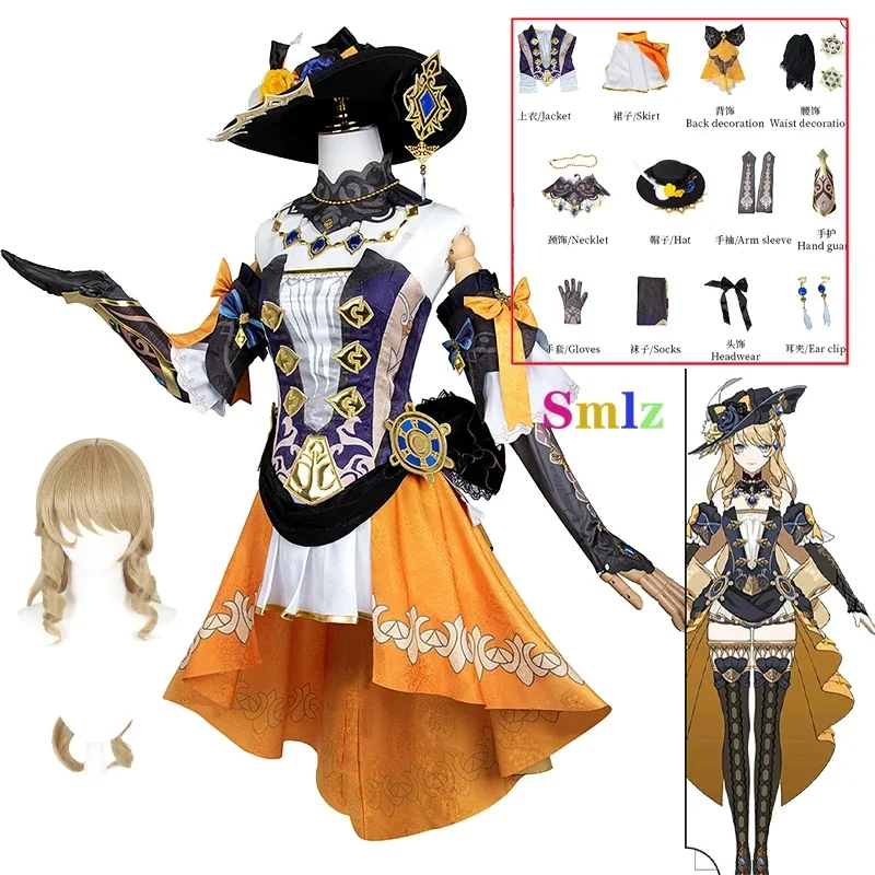 

Anime Cosplay impact Navia cosplay dress uniform costume wig set Halloween party outfit for women dresses