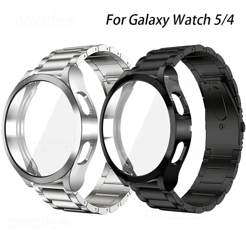 

Ремешок и чехол из ТПУ для Samsung Galaxy Watch 5 4 44 мм 40 мм Active 2, металлический браслет для Galaxy Watch 4 Classic 46 мм 42 мм
