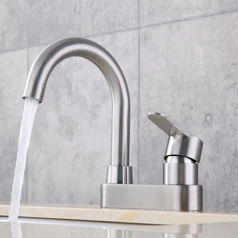 

Смеситель для раковины в ванной комнате смеситель для раковины из нержавеющей стали кран для горячей и холодной воды смеситель с одной ручкой 2 отверстия крепление на раковину кран