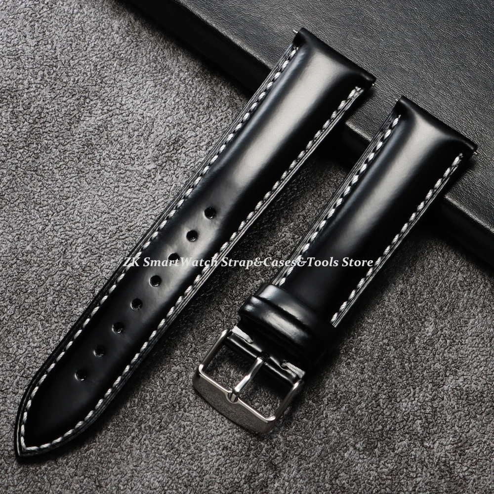 20mm 22mm Universal geöltes Leder Uhrenarmband Schnellverschluss-Armbänder Braun Schwarz Echtlederarmband für Samsung Watch 7/6/5/4 – Detail 13