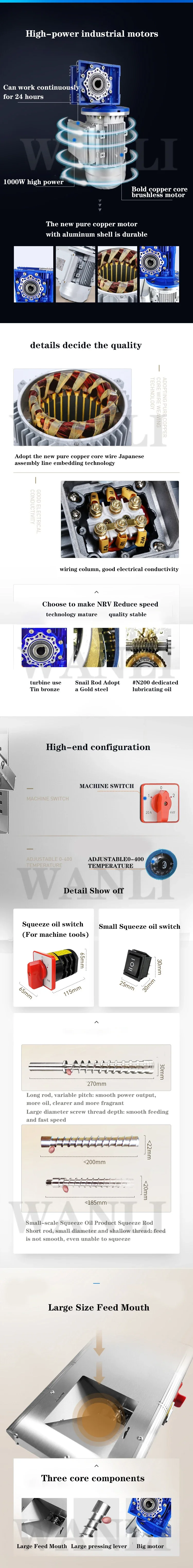 1000W Oil Press Stainless Steel Hot And Cold Fryer Peanut Sesame Oil Press Automatic Hemp Perilla Seed Extractor