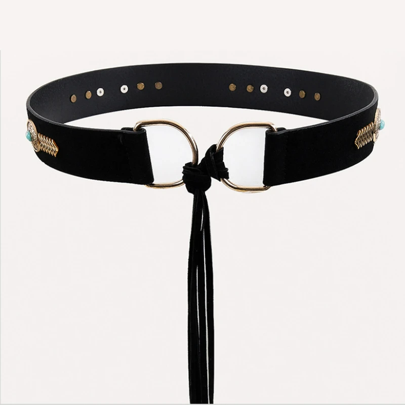 

Высококачественный пояс из искусственной кожи и кашемира, женский тонкий пояс с металлической кисточкой, декоративный пояс в Западном ковбойском стиле