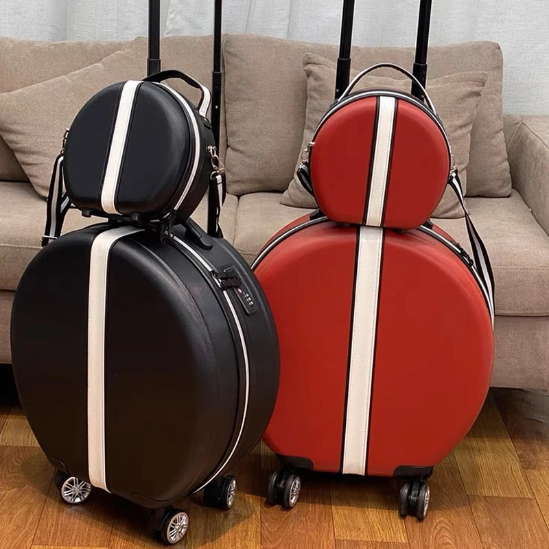 Travel Luggage New women rolling luggage set trolley suitcase girls cute round spinner brand carry on travel suitcase vs handbag