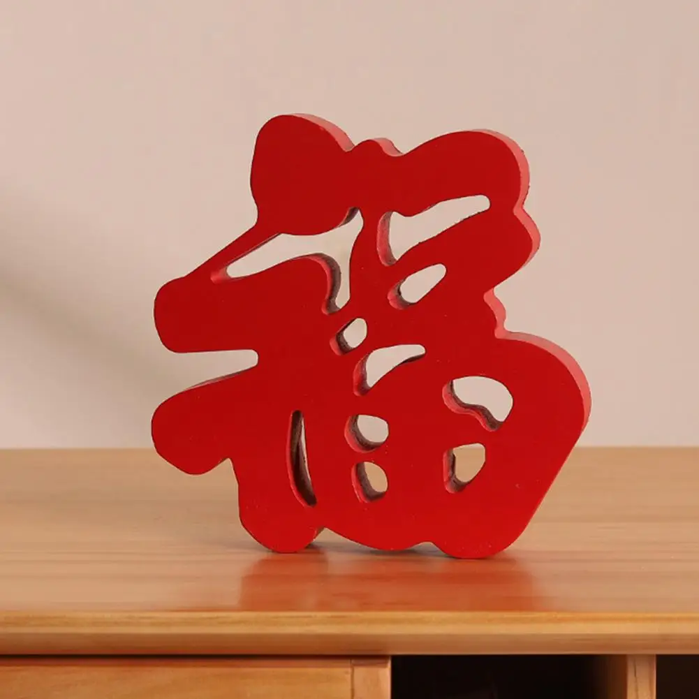 

Blessing Word Ornament Traditional Chinese Lucky Ornament Blessing Word Decoration for Home Spring Festival New Year Wood Desk
