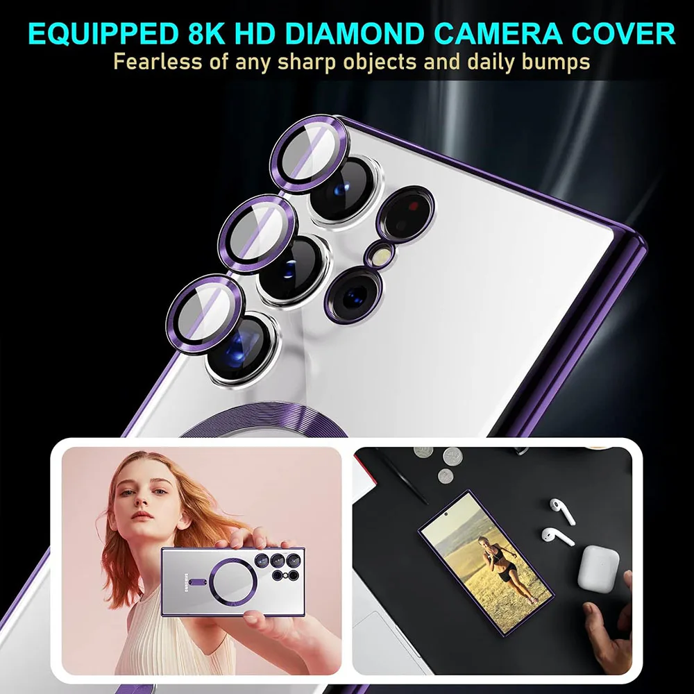 Magnetic Wireless Charging Case Magnetic Case Phone Case Phone Protector Cover For Samsung Galaxy S24 S23 S22 20 21 FE Note 20 Ultra 10 Plus