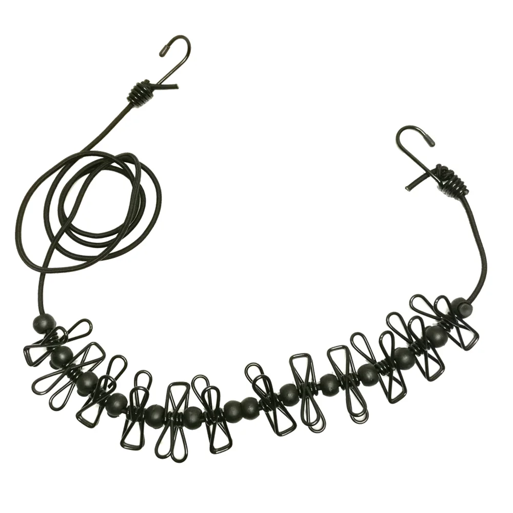 Camping Non-slip stretch clothesline With 12Clips 3