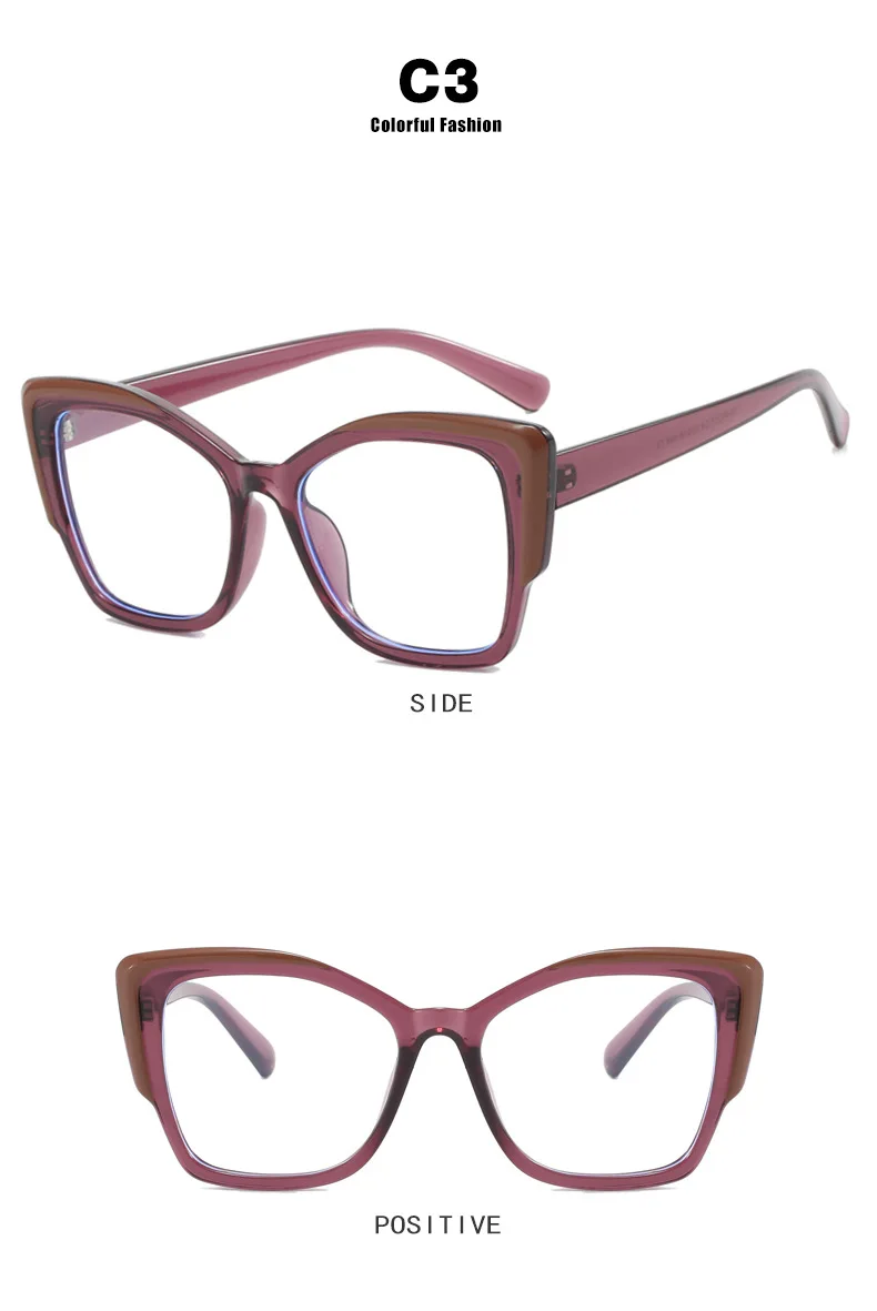 TR90 Trendy Luxus Cat Eye Großen Rahmen Anti Blaues Licht Gläser Frauen Männer Marke Designer Optische Brillen Für Büro Arbeit О www – Detail 8