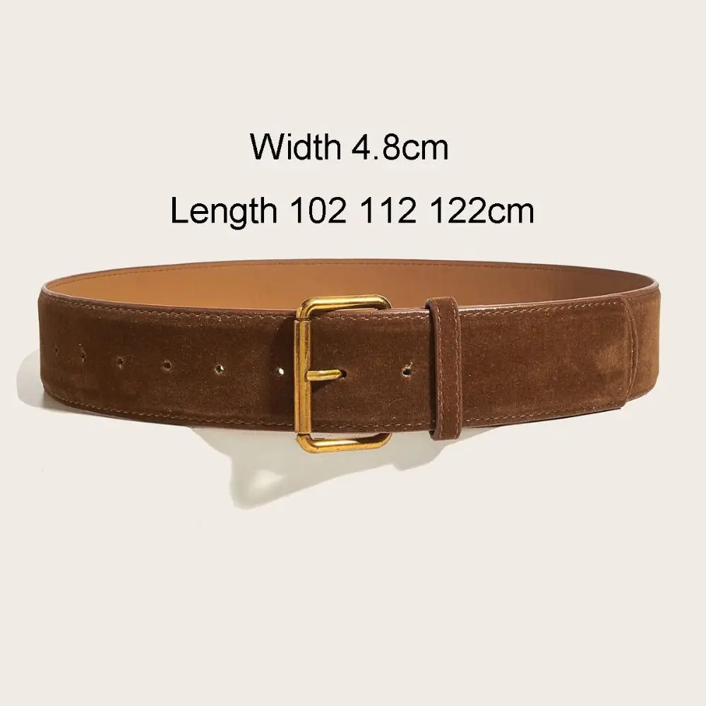 Retro Luxury Design Suede Leather Wide Belt Casual Versatile Business Waist Strap Trendy Trouser Dress Belts Gifts