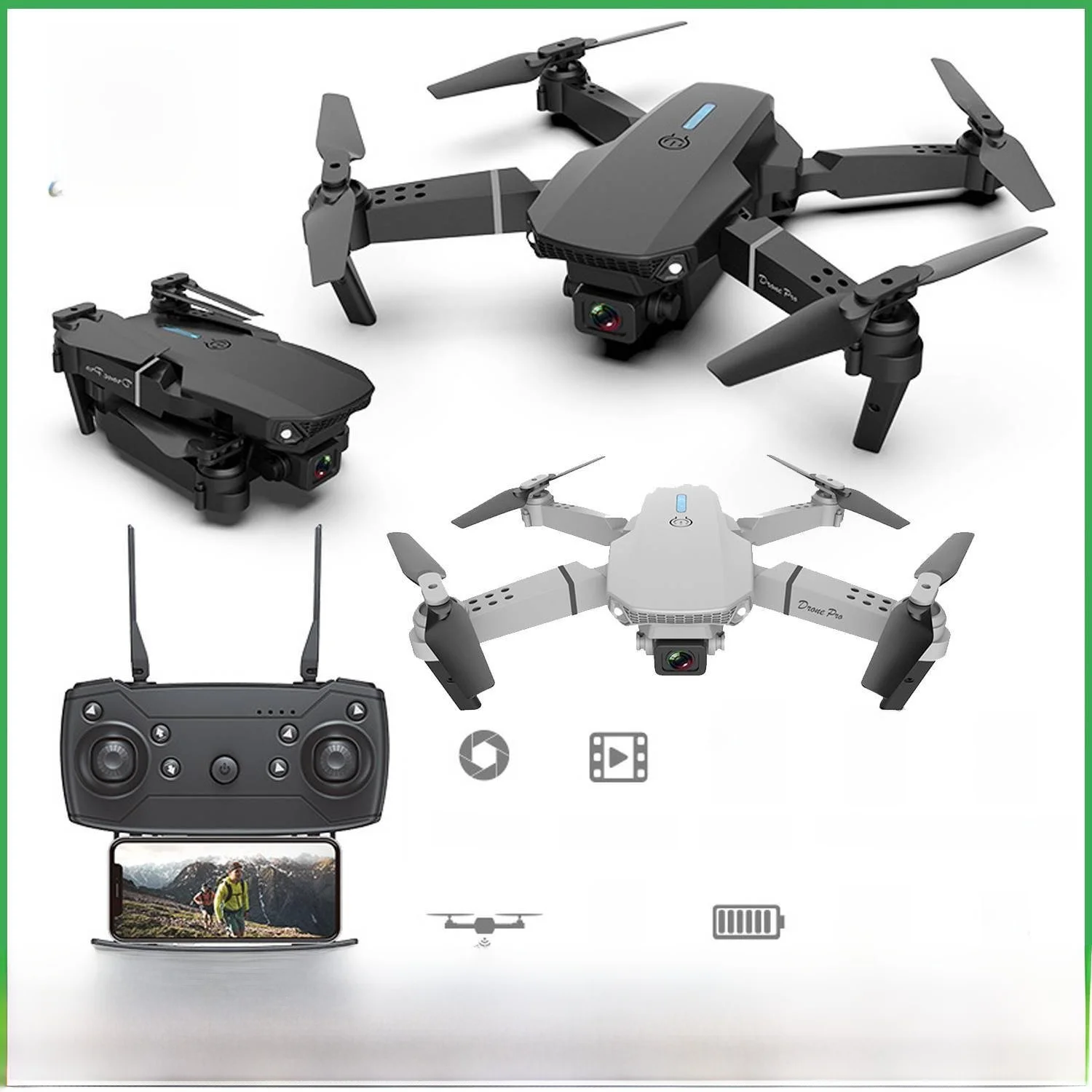 드론 RC 드론 전자기기 드론 RC 드론 전자기기 E88 프로 WF FPV 드론 접이식 다이너모 드론 GFT 장난감 드론 RC 드론