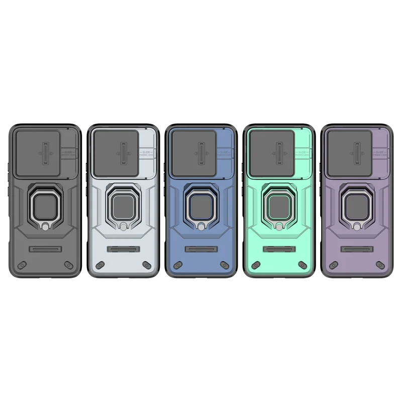 Enhanced Phone Case with Slide Window Cover and Stand Holder - Shockproof and Stylish Protection