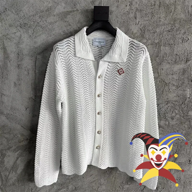 

White Casablanca Jacquard Sweater For Men Women Casual Sweatshirts