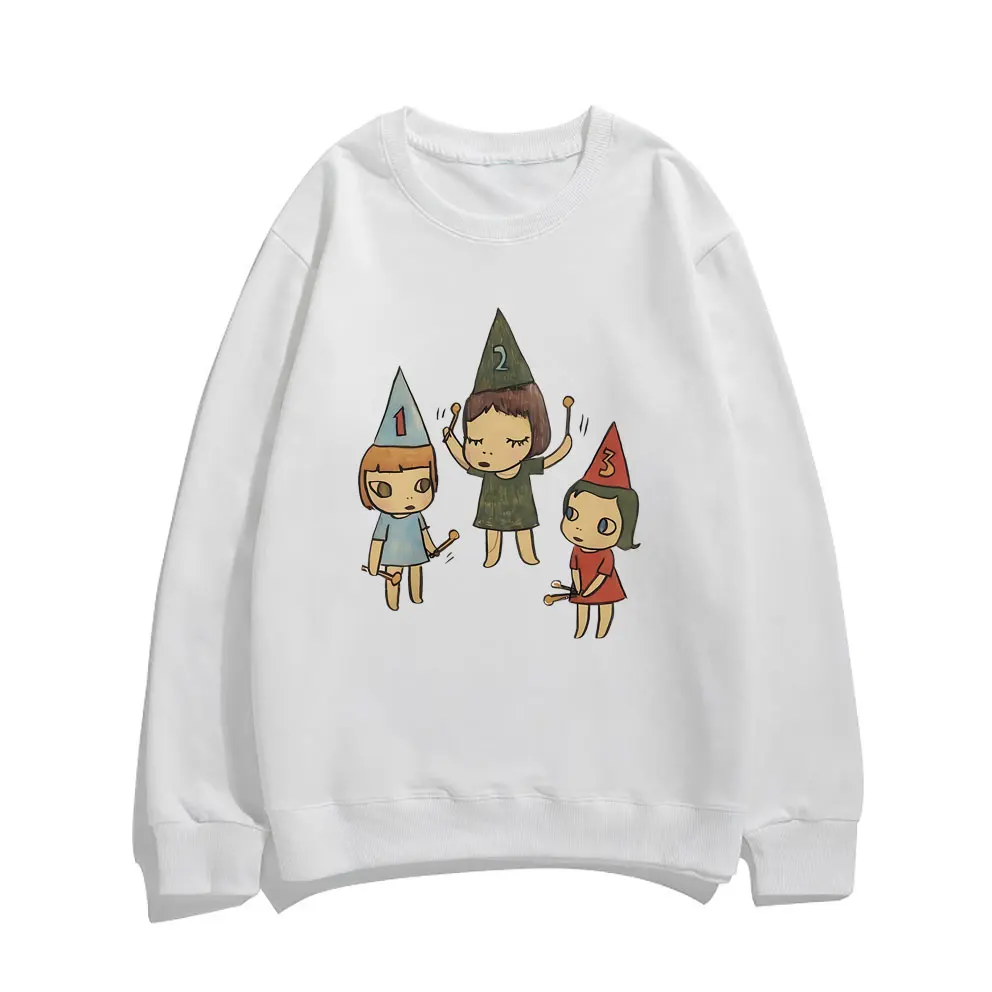 Yoshitomo Nara Drumming Girls Graphic Sweatshirt Men's Casual Y2k Oversized  Streetwear Unisex Fashion Art Aesthetic Pullover
