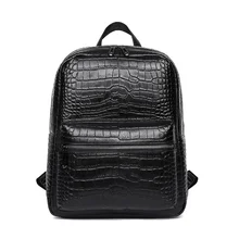 

Double Shoulder Men's Crocodile Pattern Head Leather Backpack Leisure Computer Bag Fashion High Schoolbag Backbag Free Shipping