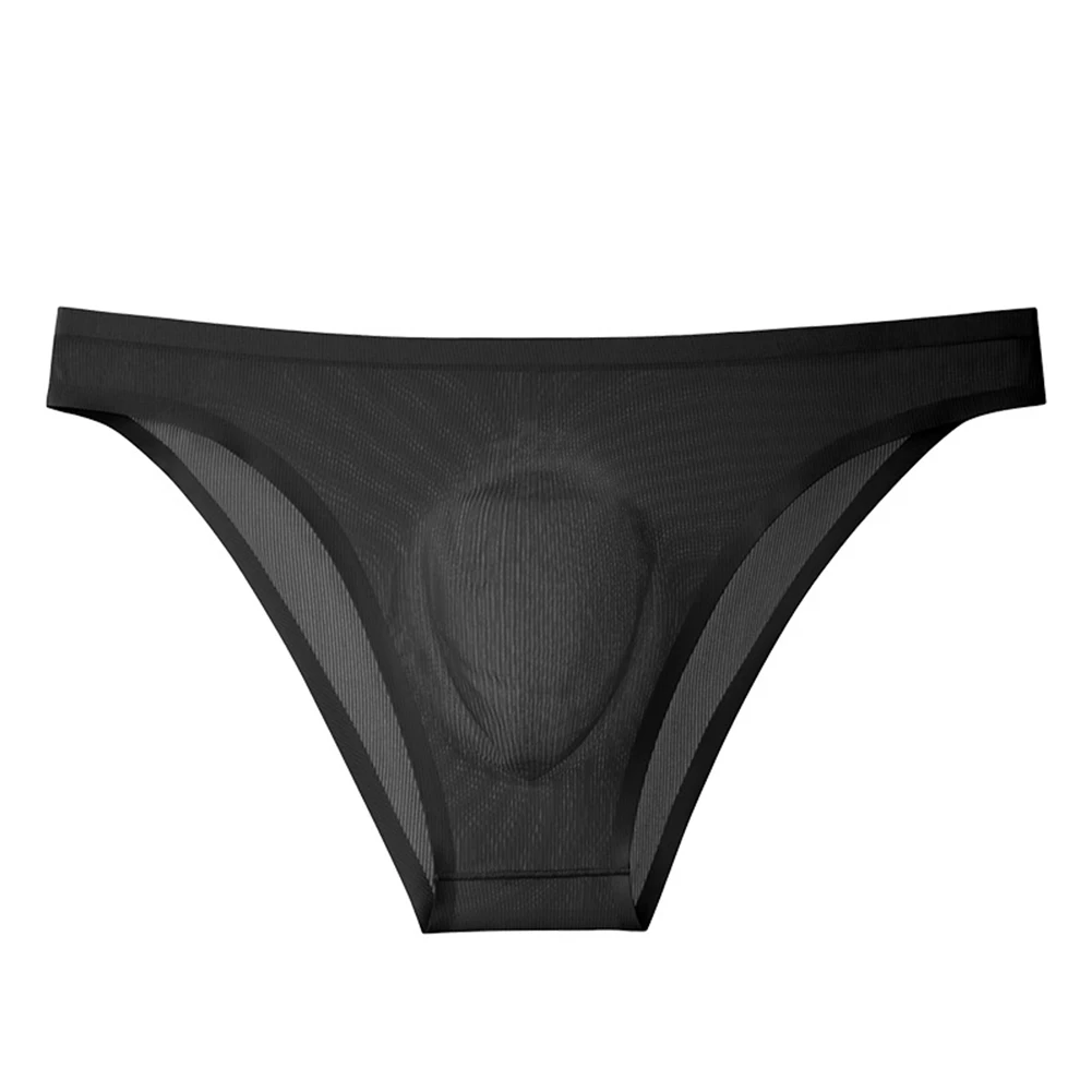 

Mens Seamless Ice Silk Breathable Thong Briefs Sexy Bulge Pouch G-string Underpants Solid Color Skin-friendly Underwear