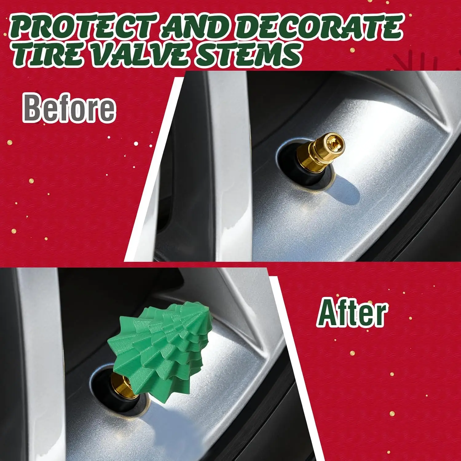 Festive Holiday Tire Air Caps - Decorative Wheel Accessories (4-Pack)
