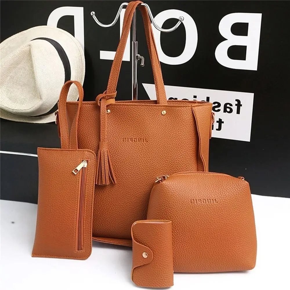 

4Pcs/set Crossbody Bags Women Bag Set Pattern Leather Shoulder Bags Wallet Purse Ladies Casual PU High Capacity Crossbody Bag