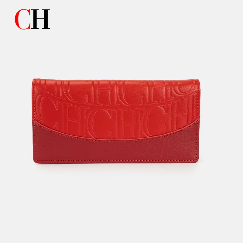 Elegant Red Long Wallet with Large Capacity and Multi Card Slots