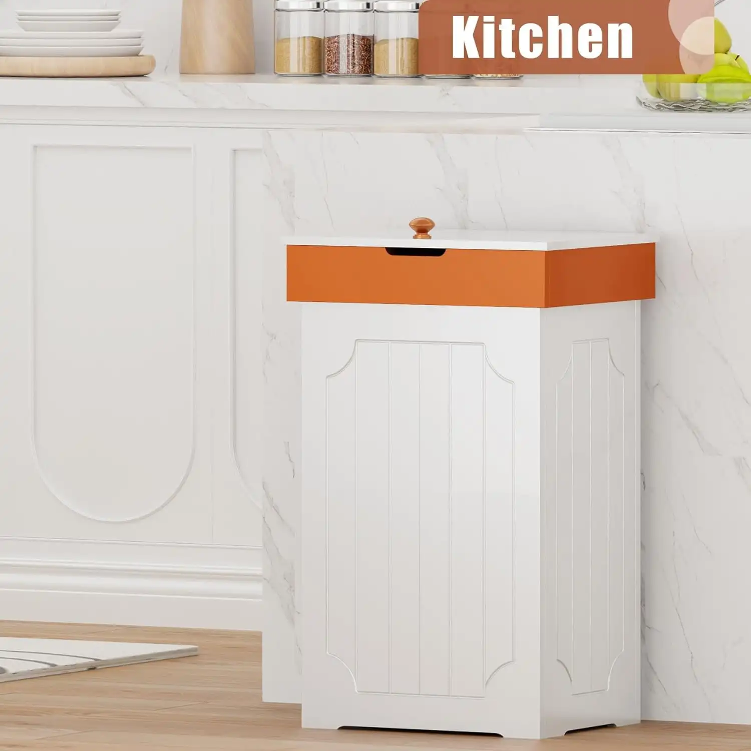 Trash Can Cabinet,23Gallon Kitchen Garbage Can,Wooden Recycling,Dog Proof Can,Trash Cabinet with Lid for Home Kitchen Bathroom