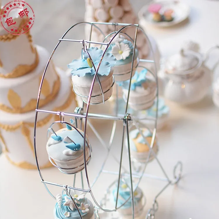 Silver Cake Stands for Wedding Decoration Ferris Wheel Muffin Cake Plates 8pcs Cupcake Stands for Kids Birthday Tools