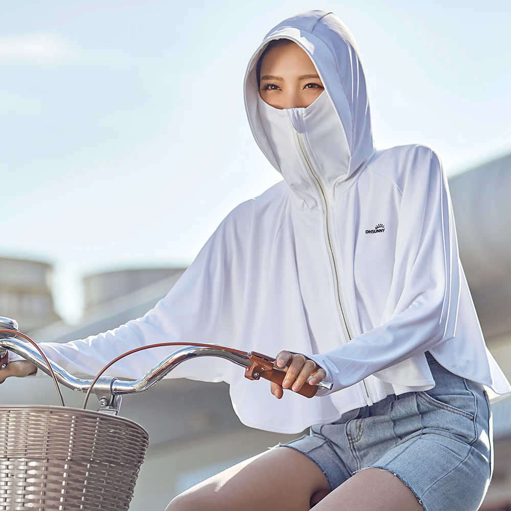 OhSunny Anti UV Clothing Sunscreen Sun Protection Cloak Hooded Solid