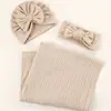 Baby blanket and hat headband set 4