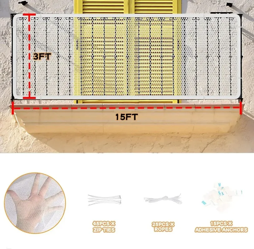Child Safety Net Banister Guard for Baby Fence Mesh Guard Protection Mesh for Kids Pets Rail Balcony Banister Stair Net Safety