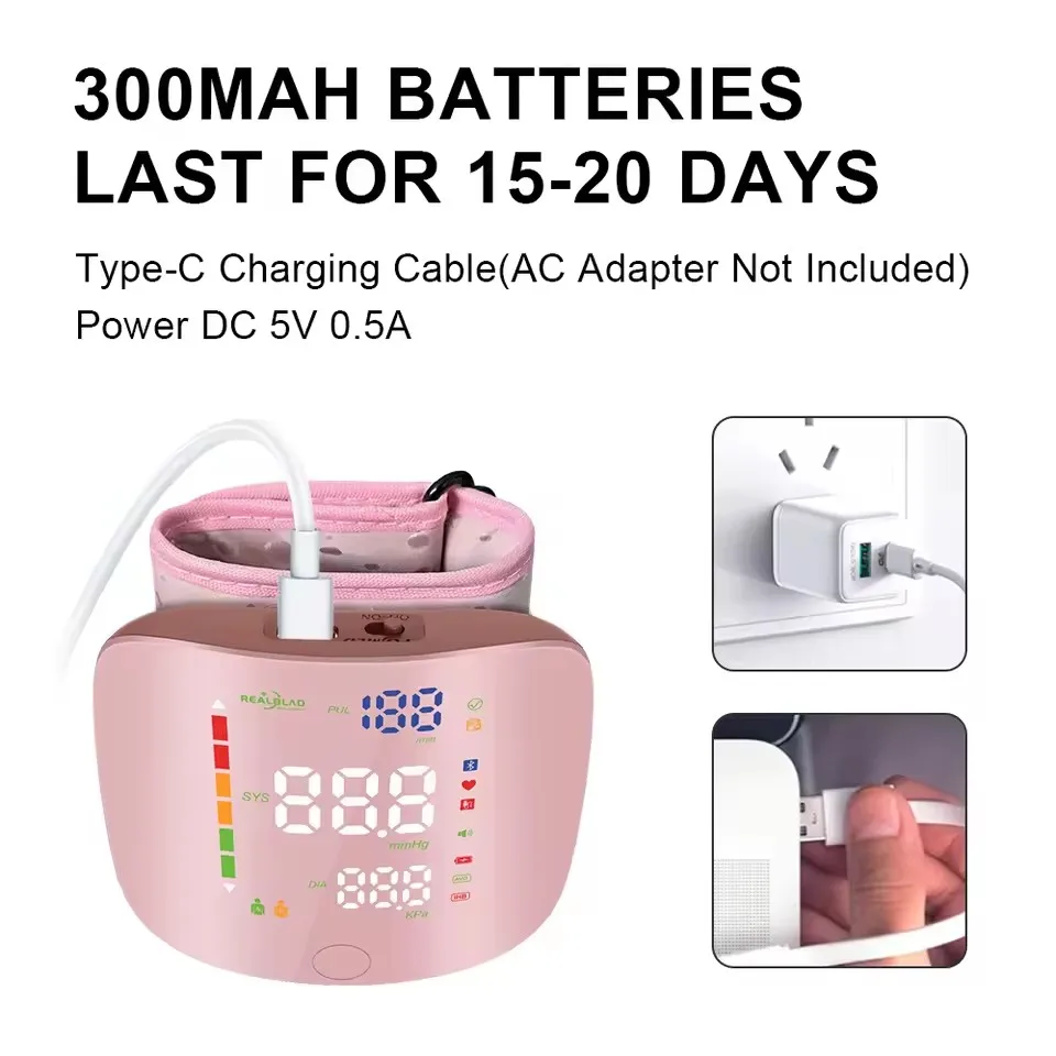 Wrist Blood Pressure Monitor Digital Voice Heart Rate Blood Pressure Monitor LED Digital Screen Rechargeable Home Medical blood pressure monitor,blood pressure meter