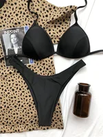 Black Bikini Push Up Swimsuit Trend Vacation Swimwear Pads Women Sexy String Beach Outfits Split Bathing Suits Micro Bikinis Set