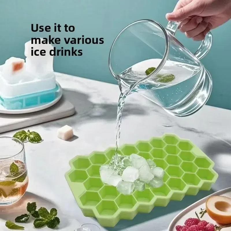 Silicone Meatball Molds 37-Compartment with Lids Honeycomb Fish Ball Molds Beef Ball Kitchen Meat Tools Accessory