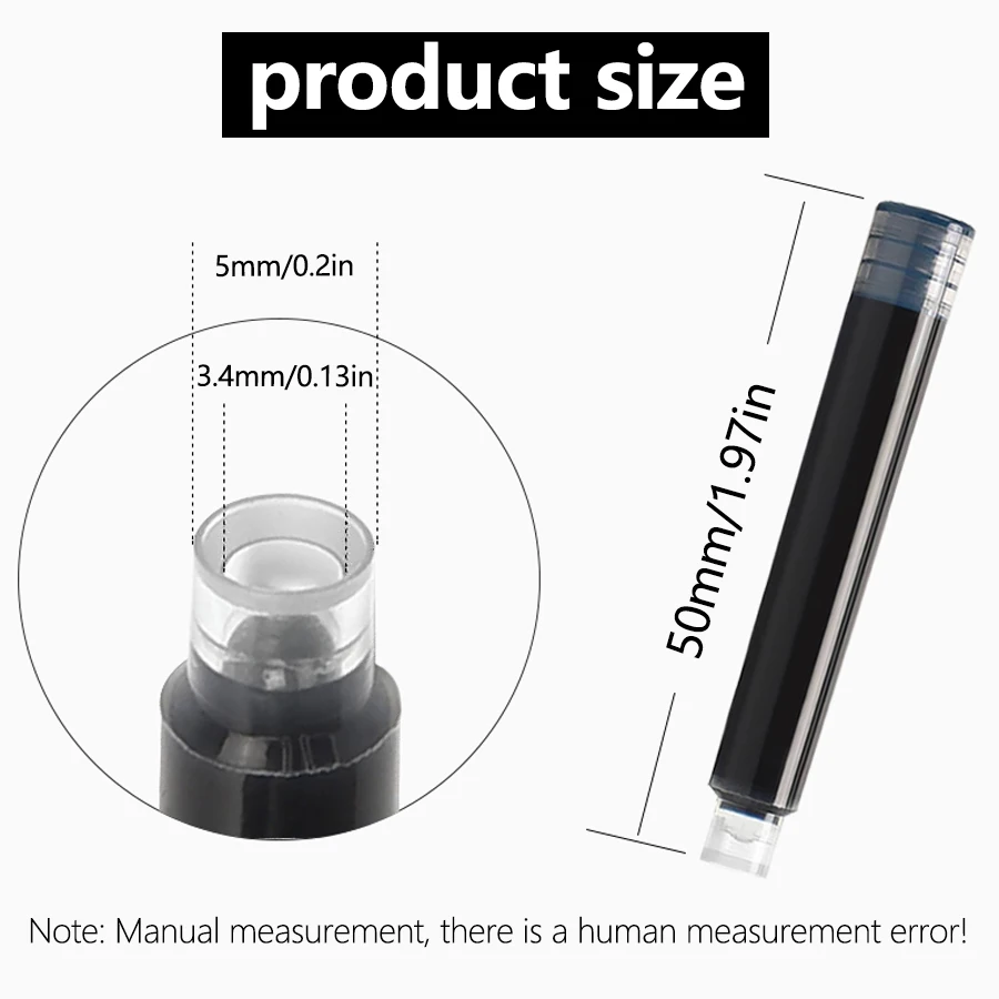 30pcs/50pcs/100pcs 3.4mm Fountain Pen Ink Cartridges School Office Supplies Pen Cylinders Black Blue Red Colors Available 4